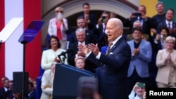 După summitul NATO, președintele american Joe Biden a ținut un discurs final la Universitatea din Vilnius, Lituania, 12 iulie 2023.