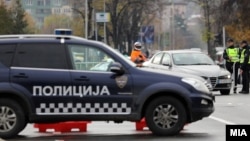 Një veturë policore në Shkup të Maqedonisë së Veriut. Fotografi nga arkivi. 