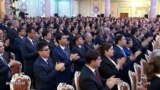 Tajikistan - During Tajik President Emomali Rahmon's annual address to parliament, the audience applauded over 120 times - screen grab