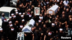 Funeraliilor copiilor uciși pe un teren de fotbal de o rachetă trasă din Liban, în Majdal Shams. 28 iulie 2024. 