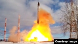 "Сармат" құрлықаралық баллистикалық зымыранын ұшыру. 21 сәуір, 2022 жыл.