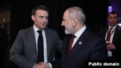Belgium - French President Emmanuel Macron and Amenian Prime Minister Nikol Pashinian meet in Brussels, March 21, 2024.