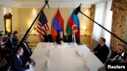 U.S. Secretary of State Antony Blinken meets with Azerbaijani President Ilham Aliyev and Armenian Prime Minister Nikol Pashinian at the Munich Security Conference in Munich, Germany, February 18, 2023.