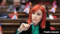 Armenia - Opposition deputy Agnesa Khamoyan attends a session of parliament.