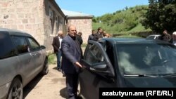 Armenia - Tavush Governor Hayk Ghalumian leaves Kirants village after meeting with local residents, May 17, 2024. 