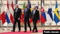 European Council President Charles Michel hosts talks between Armenian Prime Minister Nikol Pashinian and Azerbaijani President Ilham Aliyev in Brussels, May 14, 2023.