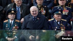 Беларус Александър Лукашенко присъства на военния парад в Деня на победата на 9 май на Червения площад в центъра на Москва, Русия, 9 май 2023 г.