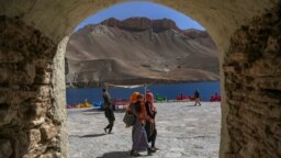 Afghans visit Band-e Amir national park in Bamiyan earlier this month.
