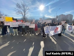 Pamje nga protesta e studentëve në Shkup më 5 shkurt 2024.