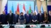 UN Special Representative for Afghanistan Roza Otunbaeva (fourth from left) held talks in Bishkek on February 14 with two EU officials as well as officials from the five Central Asian states.