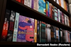 Books on display at a Lira bookshop in Budapest