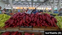 North Macedonia - red pepper in a Skopje market.