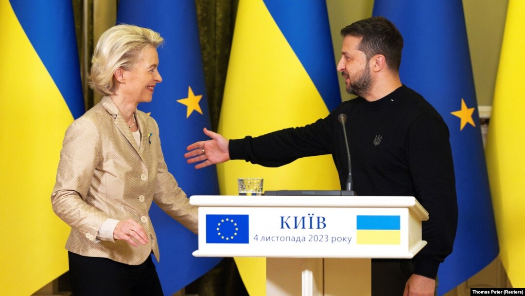 Украинскиот претседател Володомир Зеленски и претседателката на ЕК, Урсула Фон дер Лајен
