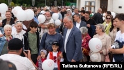 Igor Dodon la un „Marș al familiei” organizat de socialiști ca ripostă la o nouă ediție a Pride-ului de la Chișinău, în iunie 2024.