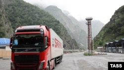 RUSSIA -- An Armenian truck passes through the newly expanded Russian checkpoint at the Upper Lars border crossing with Georgia, June 21, 2023.