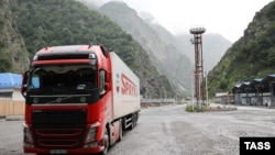 RUSSIA -- An Armenian truck is seen at the Upper Lars border crossing with Georgia, June 21, 2023.