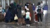 Kyrgyz women and children return to Kyrgyzstan from Syria in August 2023. 