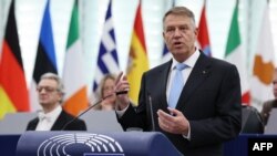 Președintele României, Klaus Iohannis, a ținut un discurs în plenul Parlamentului European.