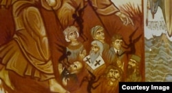 The portion of the fresco in Rustavi's cathedral showing Lenin and Stalin