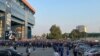 Fans and police in front of the Maksimir stadium in Zagreb before the start of the Dinamo - AEK match, which UEFA declared a high-risk match