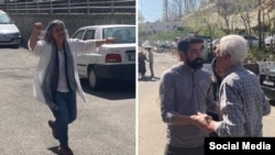 نخستین تصاویری که از طاهر قدیریان (راست) و سپیده کاشانی (چپ) پس از آزادی از زندان در شبکه‌های اجتماعی منتشر شده است