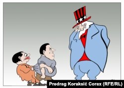 Karikaturista Predrag Koraksić Corax stalni je saradnik Radija Slobodna Evropa i jednom sedmično objavljujemo njegov komentar političkog života Srbije bez riječi.