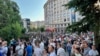 Thousands gather in Skopje participate in a protest supported by the Catholic Church, the Islamic religious community, and other religious groups.