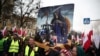 Farmers rally outside Polish Prime Minister Donald Tusk's office in Warsaw against the European Union's Green Deal and imports of Ukrainian agricultural products on March 6.