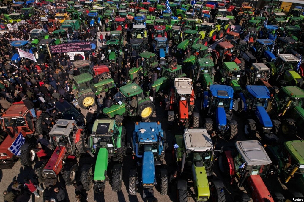 Protesta e fermerëve me traktorë në Thesaloniki, Greqi, 3 shkurt 2024.