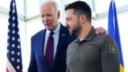 Ukrainian President Volodymyr Zelenskiy (right) with U.S. President Joe Biden during the G7 summit in Japan in May. “I think Ukraine is going to be even more of a domestic election issue than it was in 2020,” one Washington lobbyist says. 