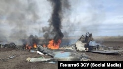 Un avion de luptă Su-35 doborât în Ucraina.