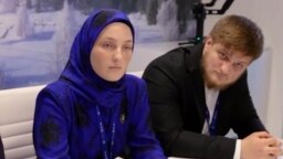 Ruslan Edelgeriev, Khadijat (Karina) Kadyrova and Akhmat Kadyrova, Dubai, United Arab Emirates, December 2023