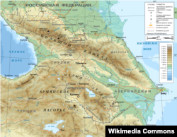 Топографическая карта Кавказского региона