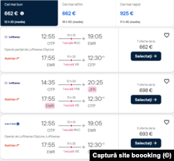 Oferte de zboruri la New York pe un site de booking.