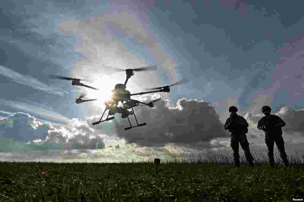 Ukrainian soldiers launch a Vampire unmanned aerial vehicle (UAV) near Zaporizhzhya in search of Russian positions on February 2. With thermal imaging capabilities enabling operations day and night, these attack drones -- known as Baba Yaga by Russian forces, in reference to a mythical Slavic witch -- have been wreaking havoc on Russian positions.