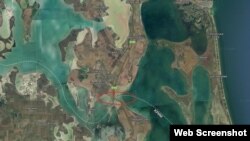 Місіце розташування Чонгарського мосту на сервісі Google maps. Скріншот