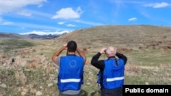 Armenia - European Union monitors patrol Armenia's border with Azerbaijan.
