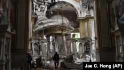 Odesa's Transfiguration Cathedral was damaged during Russian rocket fire on July 23. Since July 18, the city has endured nightly missile and drone attacks.