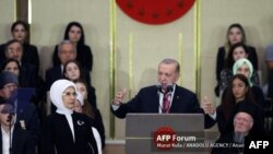 رجب طیب اردوغان رئیس جمهور ترکیه حین سخنرانی پس از بجا آوردن مراسم تحلیف