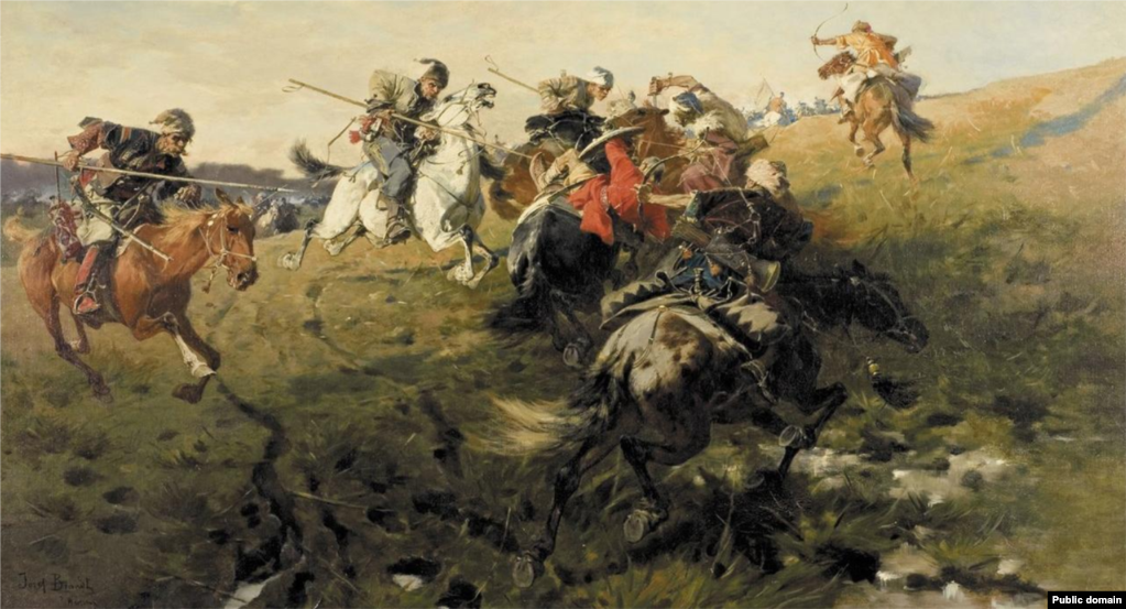 Запорожці в бою. Картина художника 19-го століття Йозефа Брандта