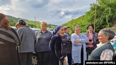 Armenia - Protesting residents of Kirants village block a highway, May 10, 2024.
