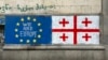 Եվրամիության և Վրաստանի դրոշները, որ ցուցարարները նկարել են Թբիլիսիի պատերին՝ «Մենք Եվրոպա ենք» գրությամբ, 15-ը մայիսի, 2024թ.
