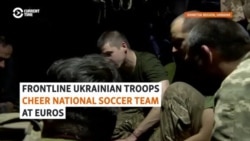 Frontline Ukrainian Troops Cheer National Soccer Team At Euros