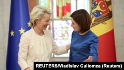 Președinta Comisiei Europene, Ursula von der Leyen, invitată la conferința de presă comună de la Chișinău, de președinta Republicii Moldova, Maia Sandu. 31 Mai 2023.