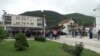 Kosovo - Zubin Potok - Protesters gather in front of the municipality building