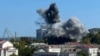 Clouds of smoke are seen over the headquarters of the Russian Black Sea Fleet in Sevastopol, Crimea, after a missile attack by Ukrainian forces on September 22.