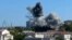 Clouds of smoke are seen over the headquarters of the Russian Black Sea Fleet in Sevastopol, Crimea, after a missile attack by Ukrainian forces on September 22.