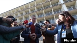 Armenia - Former NATO Secretary General Anders Fogh Rasmussen speaks to journalists in Jermuk, March 14, 2023.