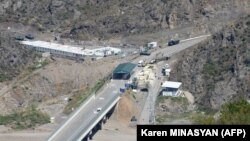 A view of an Azerbaijani checkpoint at the entry of the Lachin corridor, August 30, 2023.