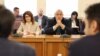 Председателят на ГЕРБ Бойко Борисов и Десислава Атанасова от партията на лидерска среща с коалицията ПП-ДБ, 25 април 20223 г. 